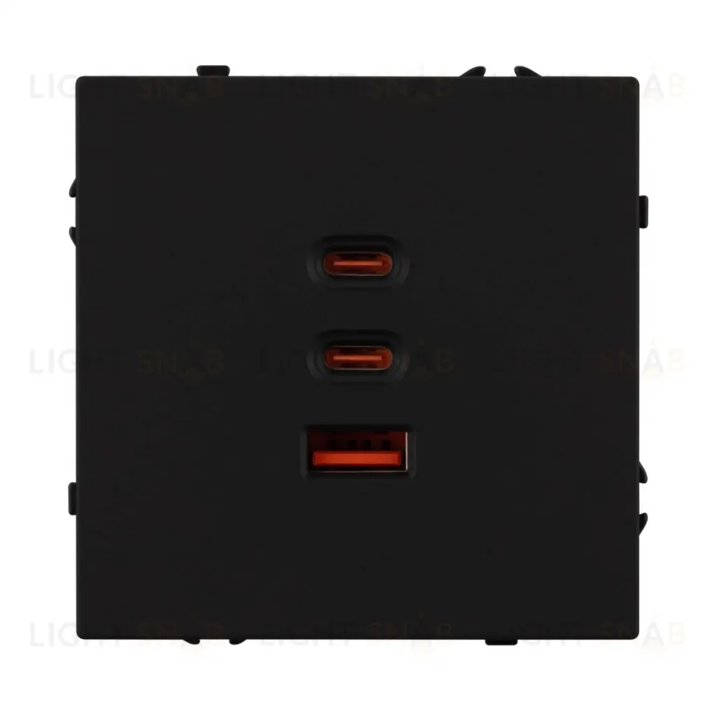 Механизм розетки с быстрой USB зарядкой Arlight SCT-NOBE-MUACC-SFPL-FC-BK (65W, QC3) 061834 061834