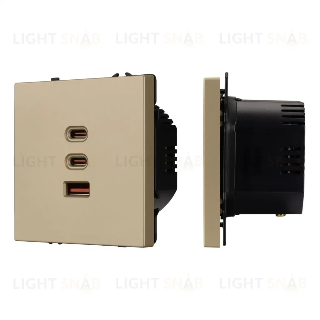 Механизм розетки с быстрой USB зарядкой Arlight SCT-NOBE-MUACC-SFPL-FC-GD (65W, QC3) 061836 061836