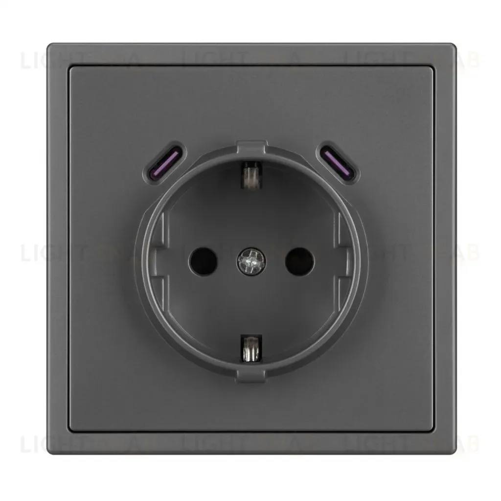Механизм розетки с USB зарядкой Arlight SCT-NOBE-MUCC-SFPL-GR (230V, 16A) 061816 061816