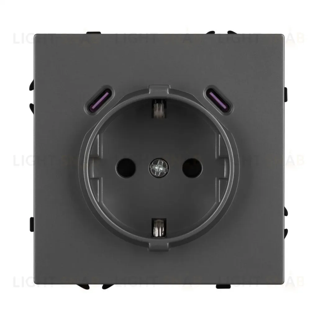 Механизм розетки с USB зарядкой Arlight SCT-NOBE-MUCC-SFPL-GR (230V, 16A) 061816 061816