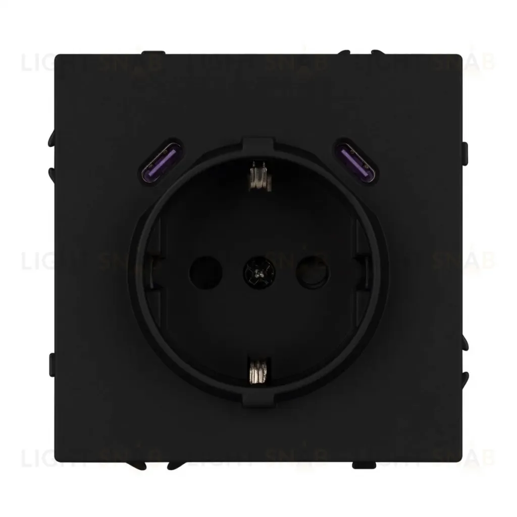 Механизм розетки с USB зарядкой Arlight SCT-NOBE-MUCC-SFPL-BK (230V, 16A) 061813 061813