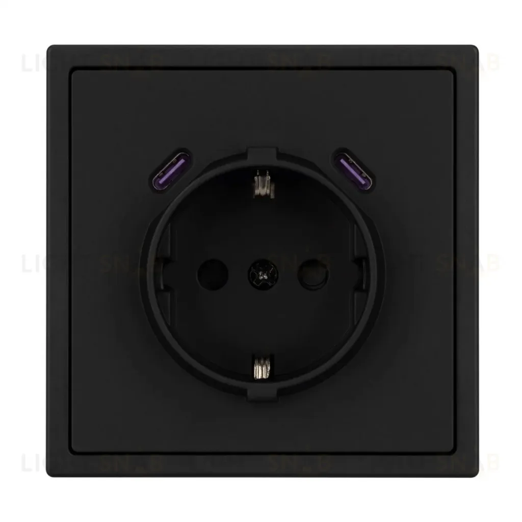 Механизм розетки с USB зарядкой Arlight SCT-NOBE-MUCC-SFPL-BK (230V, 16A) 061813 061813