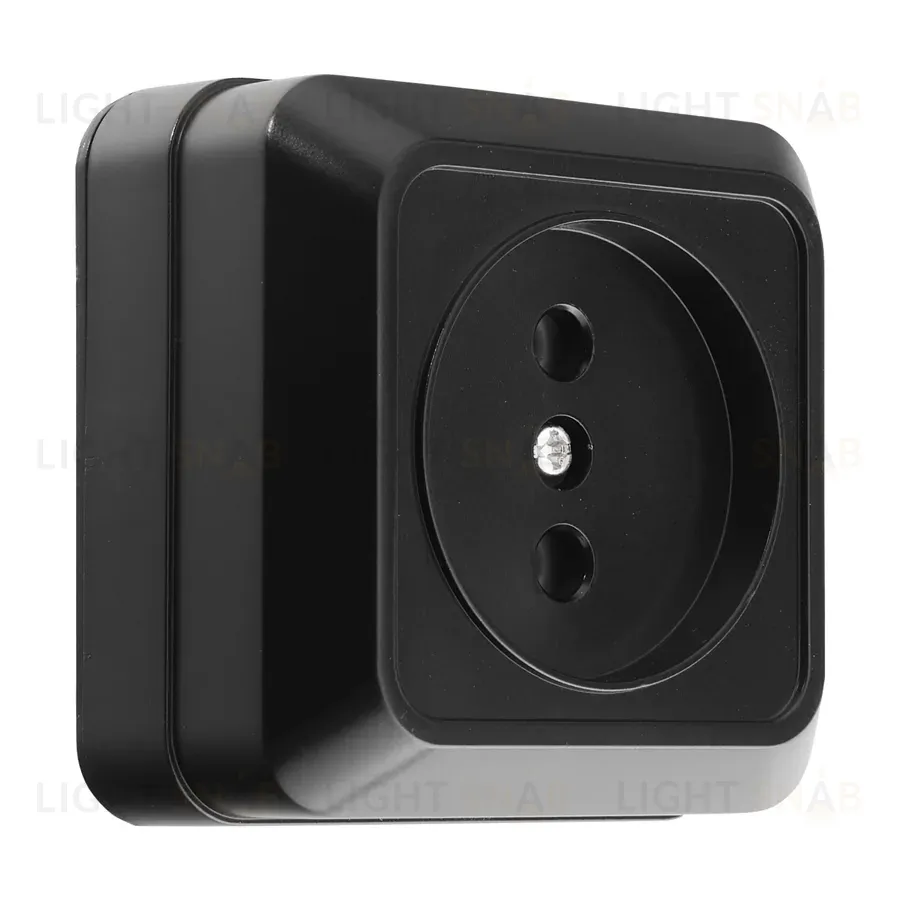 Розетка 2П открытой установки IP20 10А 250В (керамика) черная  General Альфа 477054 477054
