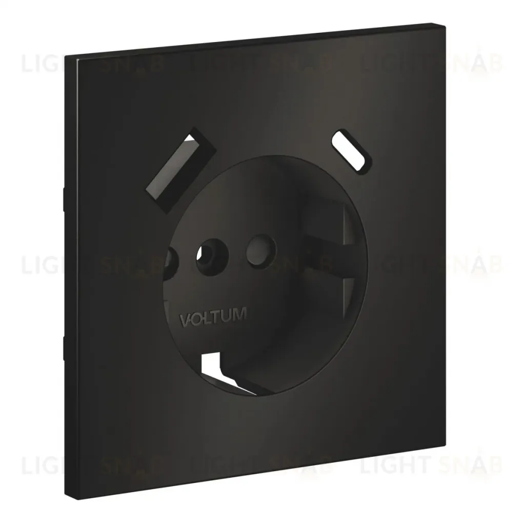 Накладка для розетки с заземлением и защитными шторками с USB A+C S70 Metal (антрацит) Voltum VLSM001012 VLSM001012