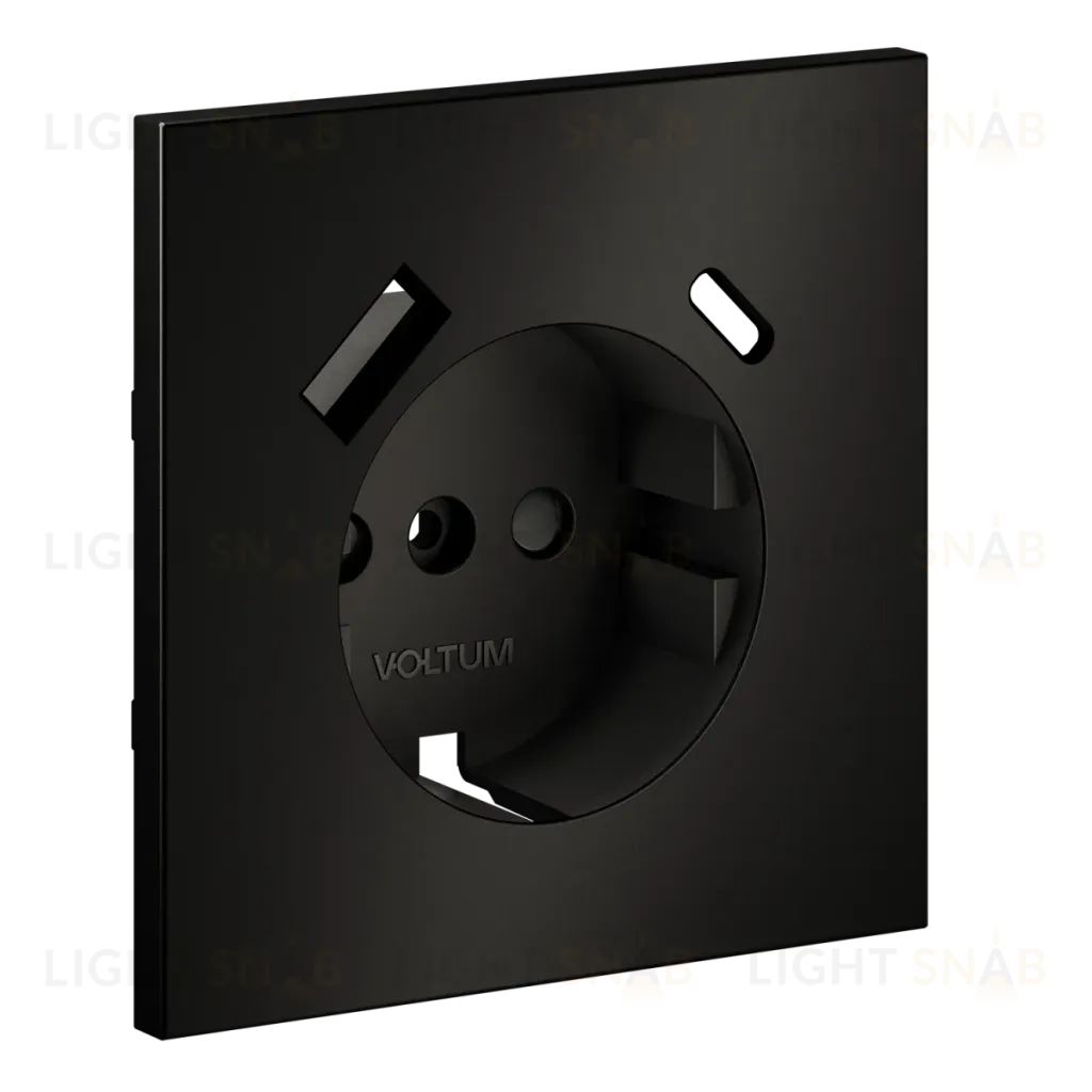 Накладка для розетки с заземлением и защитными шторками с USB A+C S70 Metal (антрацит) Voltum VLSM001012 VLSM001012