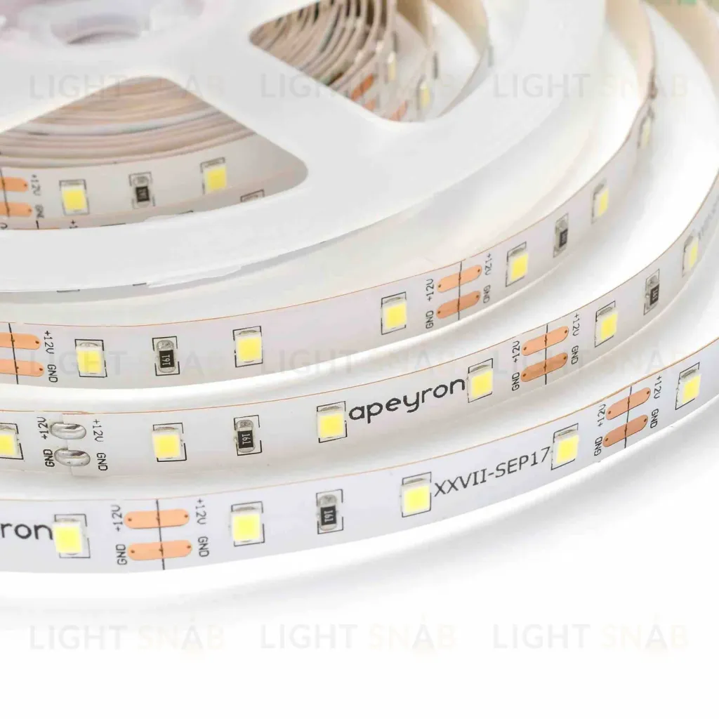 Светодиодная лента Apeyron 12В СТ 4,8Вт/м smd3528, 60д/м IP20 280Лм/м 5м 6500К 00-02 00-02