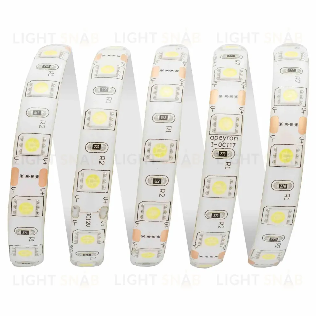 Светодиодная лента Apeyron 12В СТ 14,4Вт/м smd5050 60д/м IP65 700Лм/м 5м 6500К 00-10 00-10
