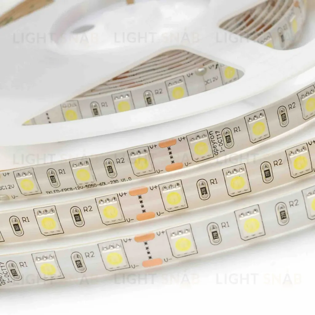 Светодиодная лента Apeyron 12В СТ 14,4Вт/м smd5050 60д/м IP65 700Лм/м 5м 6500К 00-10 00-10