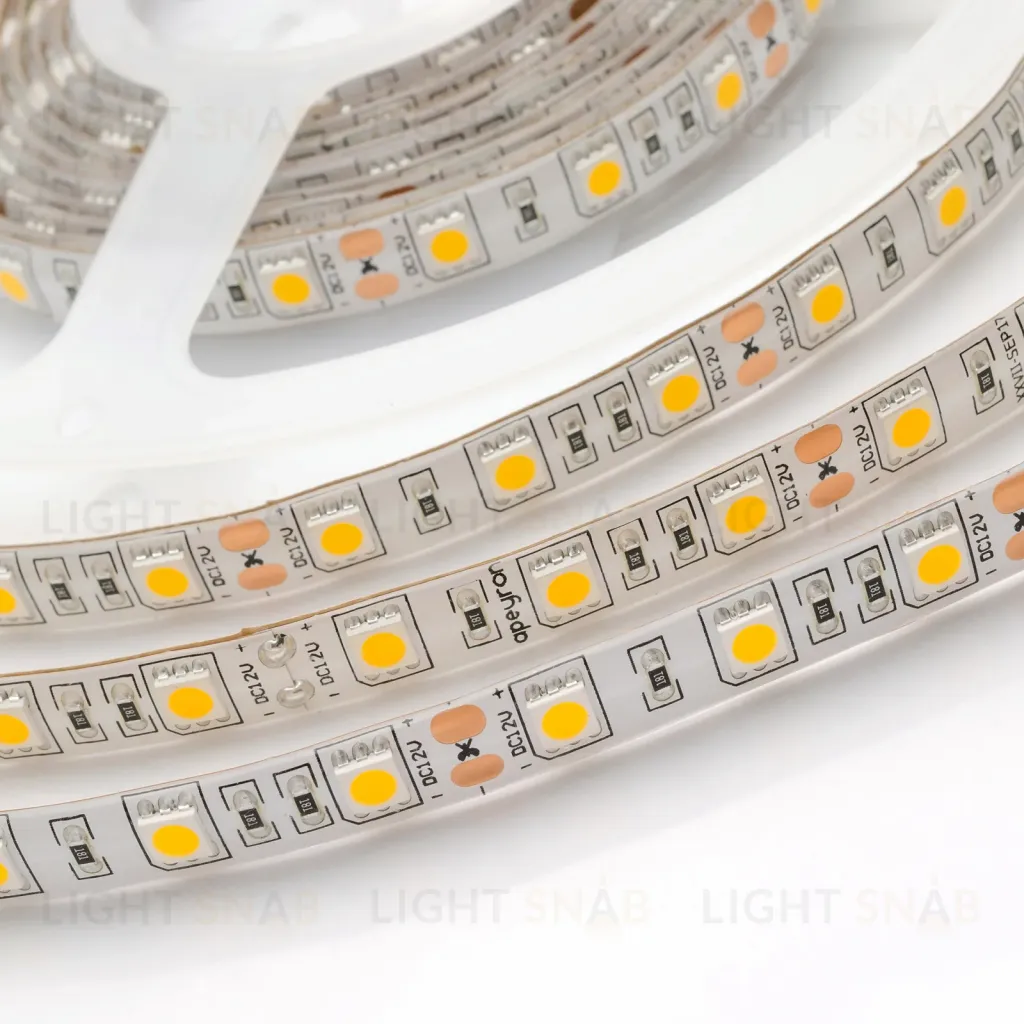 Светодиодная лента Apeyron 12В СТ 14,4Вт/м smd5050 60д/м IP65 700Лм/м 5м 4000К 00-144 00-144