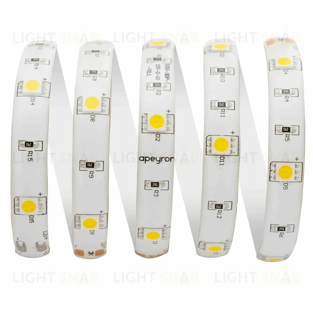 Светодиодная лента Apeyron 12В СТ 7,2Вт/м smd5050 30д/м IP65 360Лм/м 5м 3000К 00-40 00-40