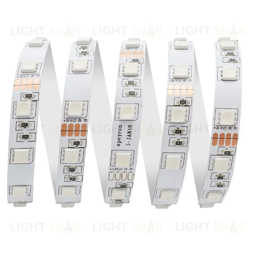 Светодиодная лента Apeyron 24В 14,4Вт/м smd5050 60д/м IP20 5м RGB 00-337 00-337