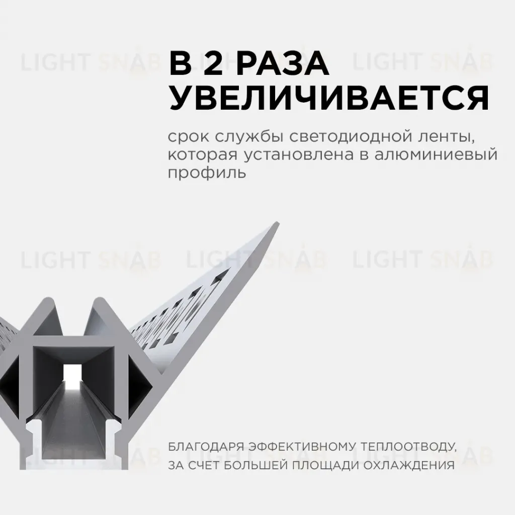 Профиль под штукатурку Apeyron ширина ленты до 9мм (рассеиватель, заглушки - 2шт) 08-45 08-45