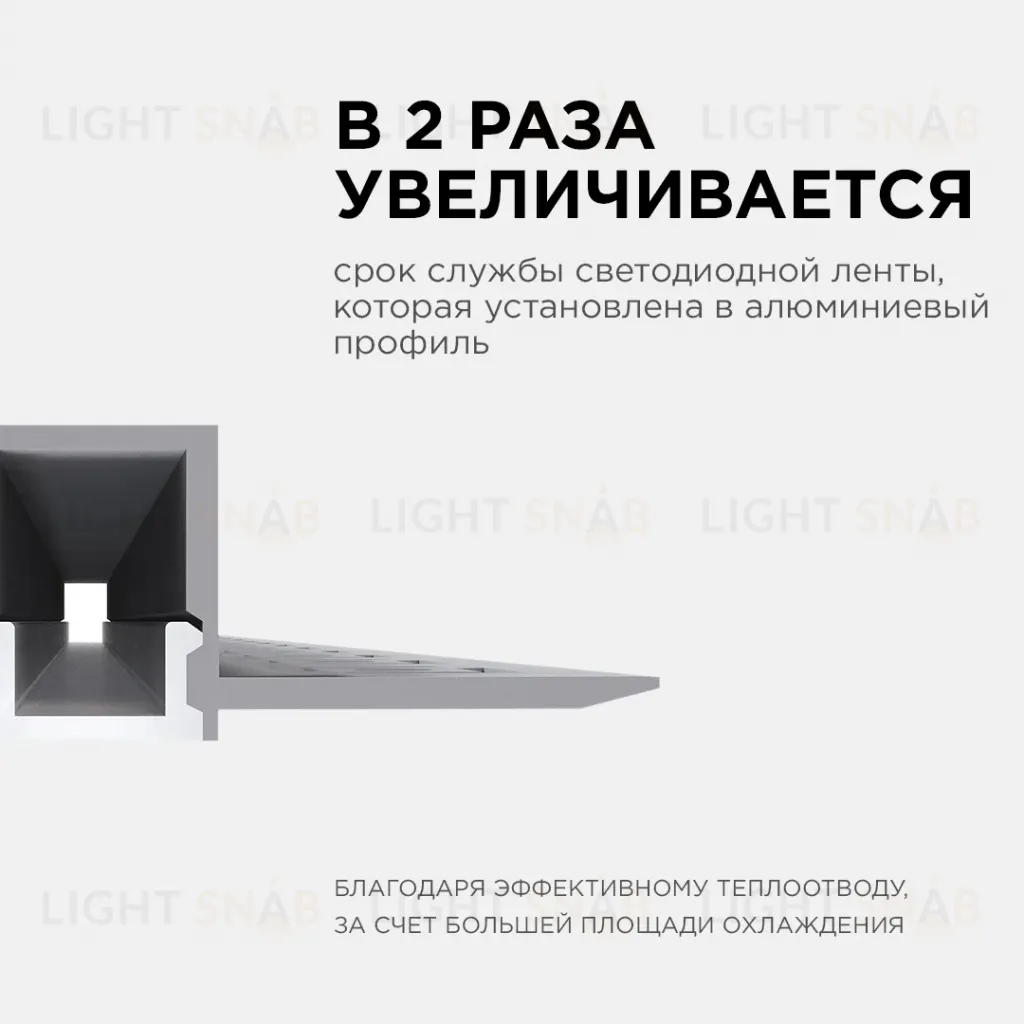 Профиль под штукатурку Apeyron ширина ленты до 9мм (рассеиватель, заглушки - 2шт) 08-47 08-47