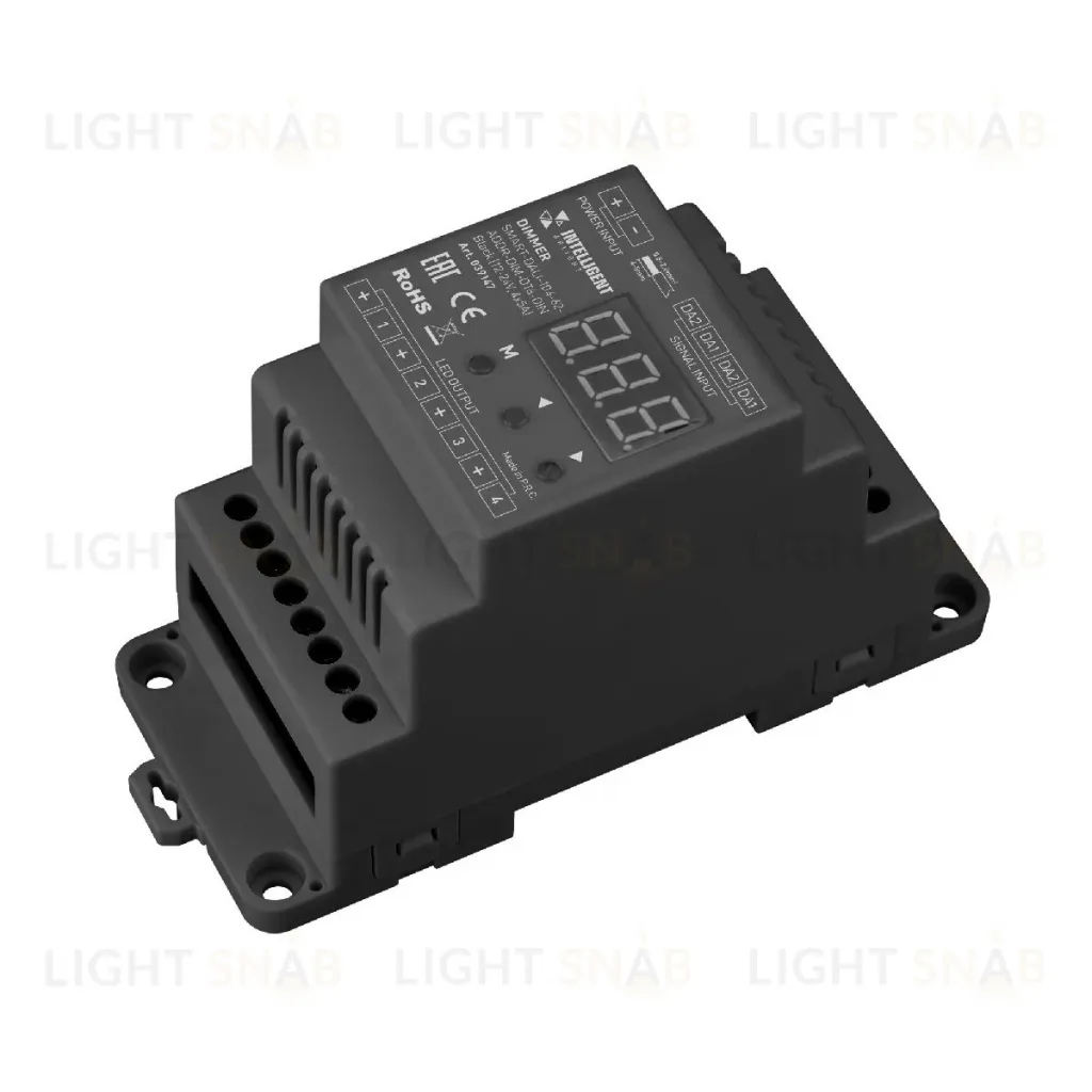 Диммер Arlight SMART-DALI-104-62-ADDR-DIM-DT6-DIN Black (12-24V, 4x5A) 039147 039147