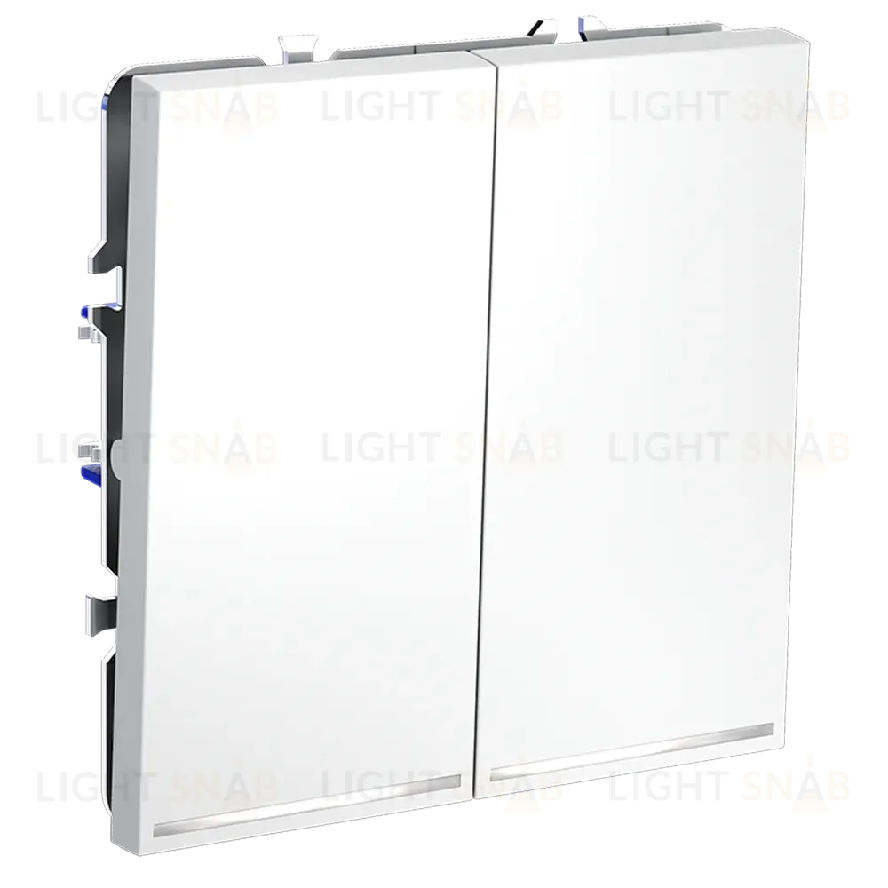 Проходной переключатель двухклавишный с подсветкой Voltum S70 VLS020402 (белый матовый) VLS020402