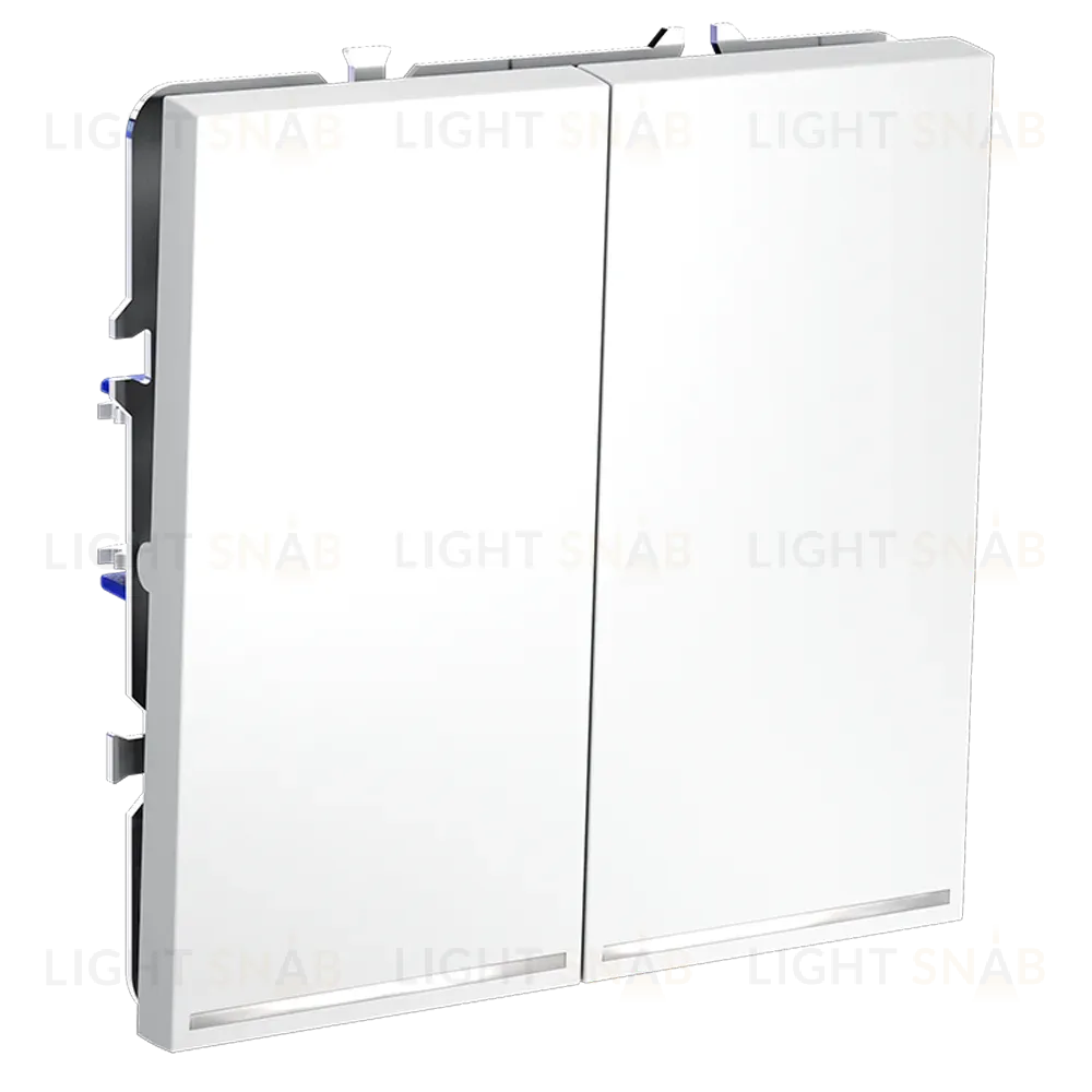 Выключатель двухклавишный с подсветкой Voltum S70 VLS020202 (белый матовый) VLS020202