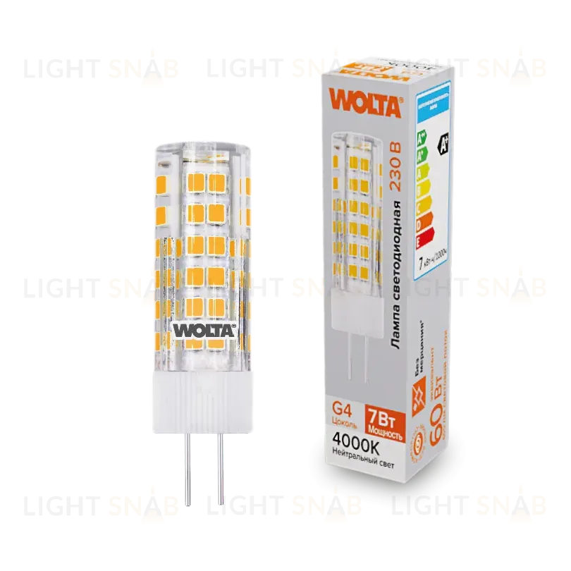 Светодиодная лампа WOLTA 7Вт 4000K G4 кукуруза матовая WSTD-JC-220V7W4KG4-C WSTD-JC-220V7W4KG4-C