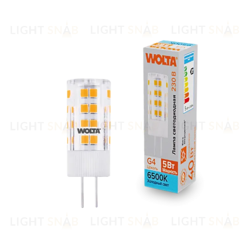 Светодиодная лампа WOLTA 5Вт 6500K G4 кукуруза матовая WSTD-JC-220V5W6KG4-C WSTD-JC-220V5W6KG4-C