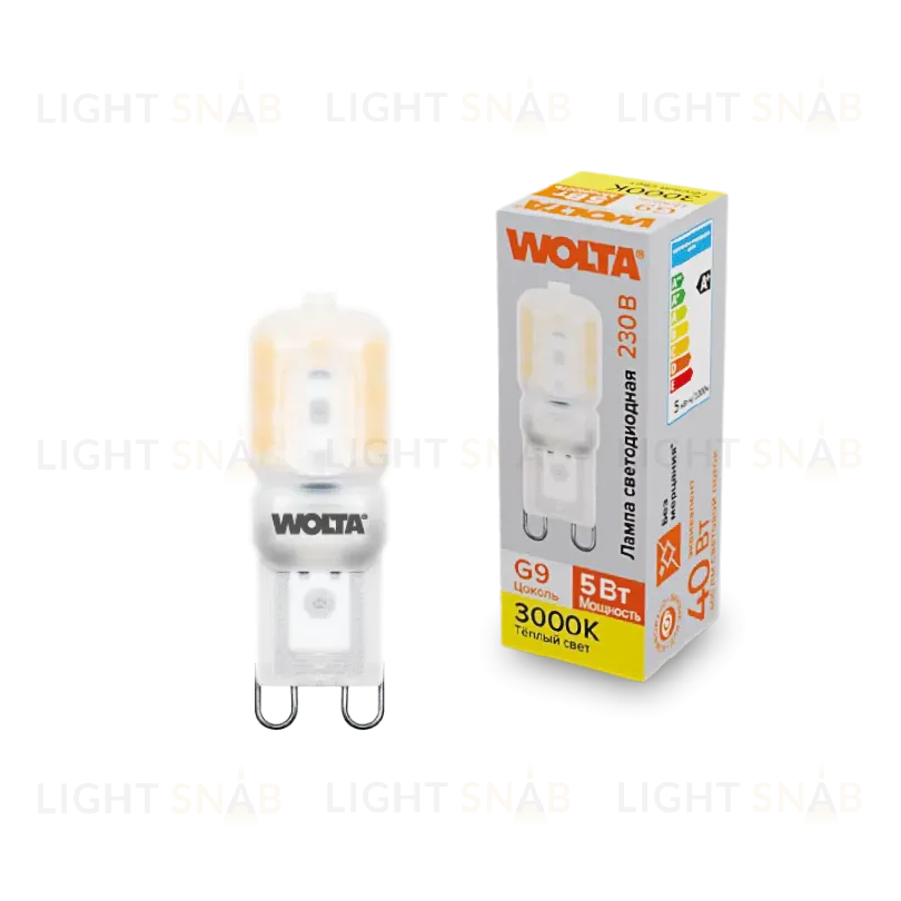 Светодиодная лампа WOLTA 5Вт 3000K G9 матовая WSTD-JCD-5W3KG9-P WSTD-JCD-5W3KG9-P