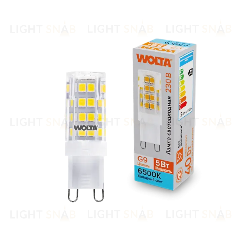 Светодиодная лампа WOLTA 5Вт 6500K G9 кукуруза матовая WSTD-JCD-5W6KG9-C WSTD-JCD-5W6KG9-C