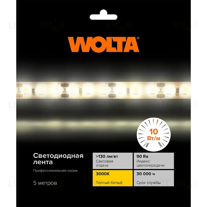 Светодиодная лента Wolta WLS2835-10W/3000/24H120-03 WLS2835-10W/3000/24H120-03