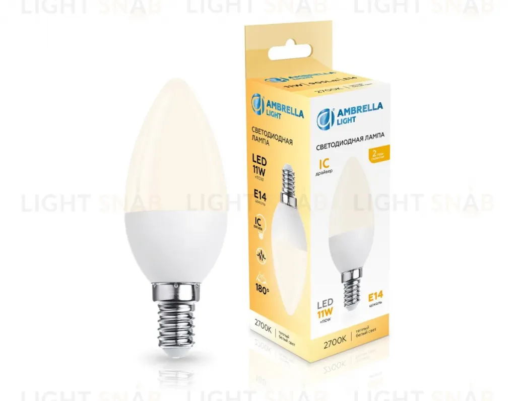 Светодиодная лампа Ambrella Light Bulbing E14 11W 2700K свеча 371113 371113