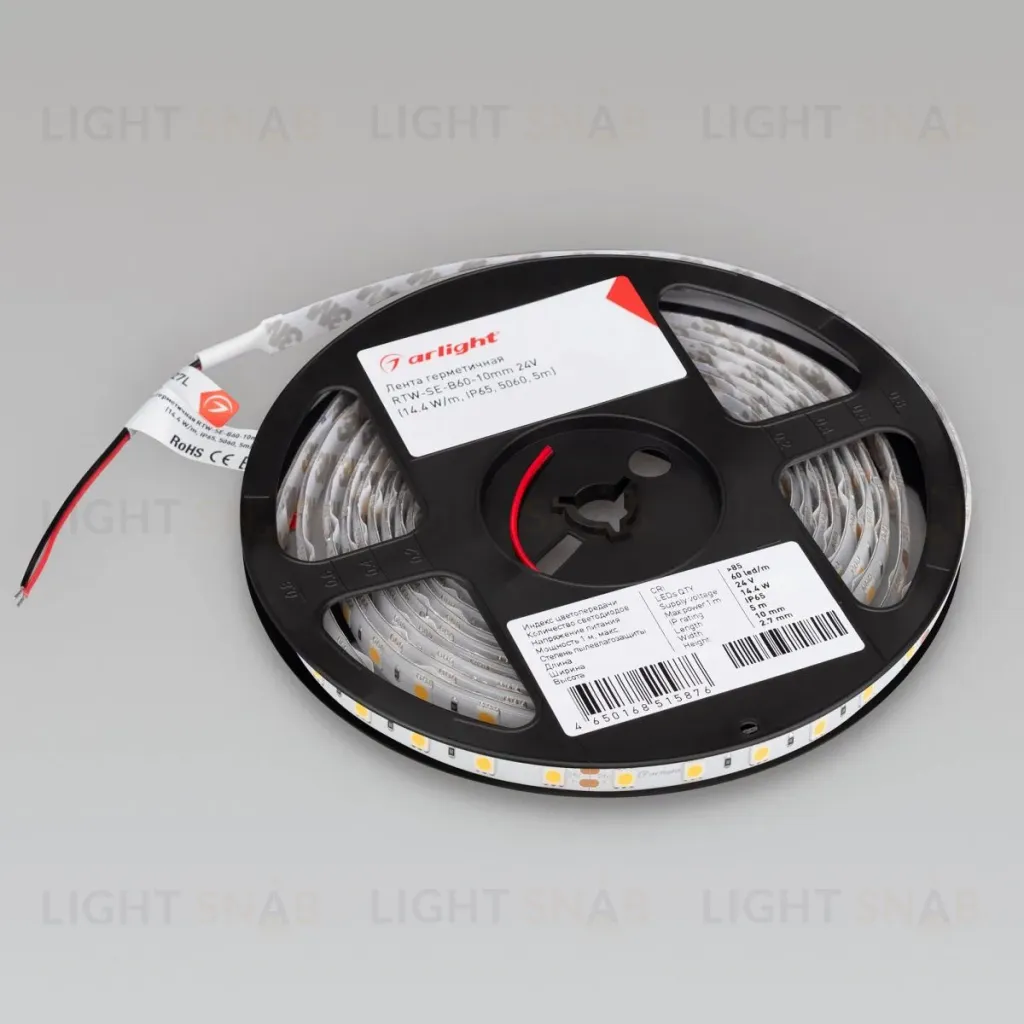 Светодиодная герметичная лента Arlight RTW-SE-B60-10mm 24V White6000 (14.4 W/m, IP65, 5m) 014626(3) 014626(3)