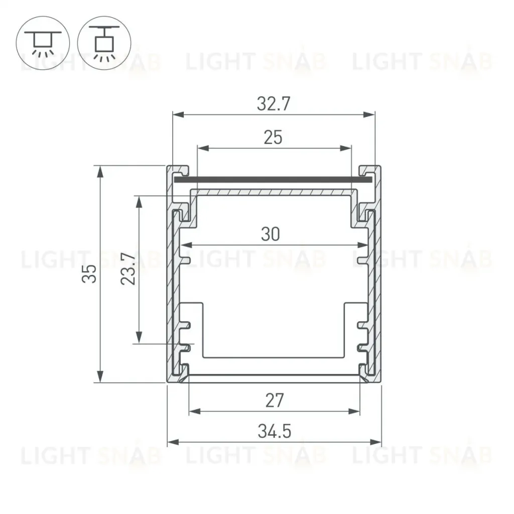 Профиль Arlight LINE-3535-BENT-SIDE-2000 ANOD 055738 055738