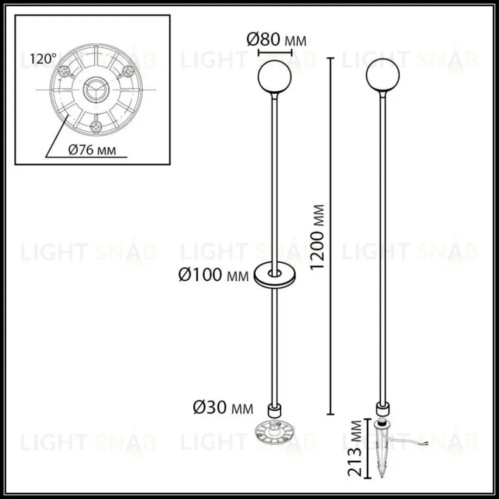 Ландшафтный светильник Odeon Light Nature Dew 7120/3GLC 7120/3GLC