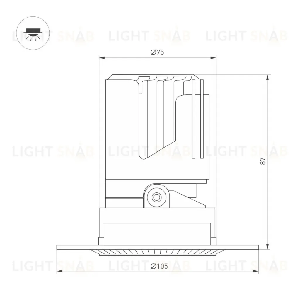 Встраиваемый светильник даунлайт Arlight MS-ARADO-TRIMLESS-R75-12W Warm3000 (WH-WH, 24 deg, 230V) (IP20 Металл) 058773 058773
