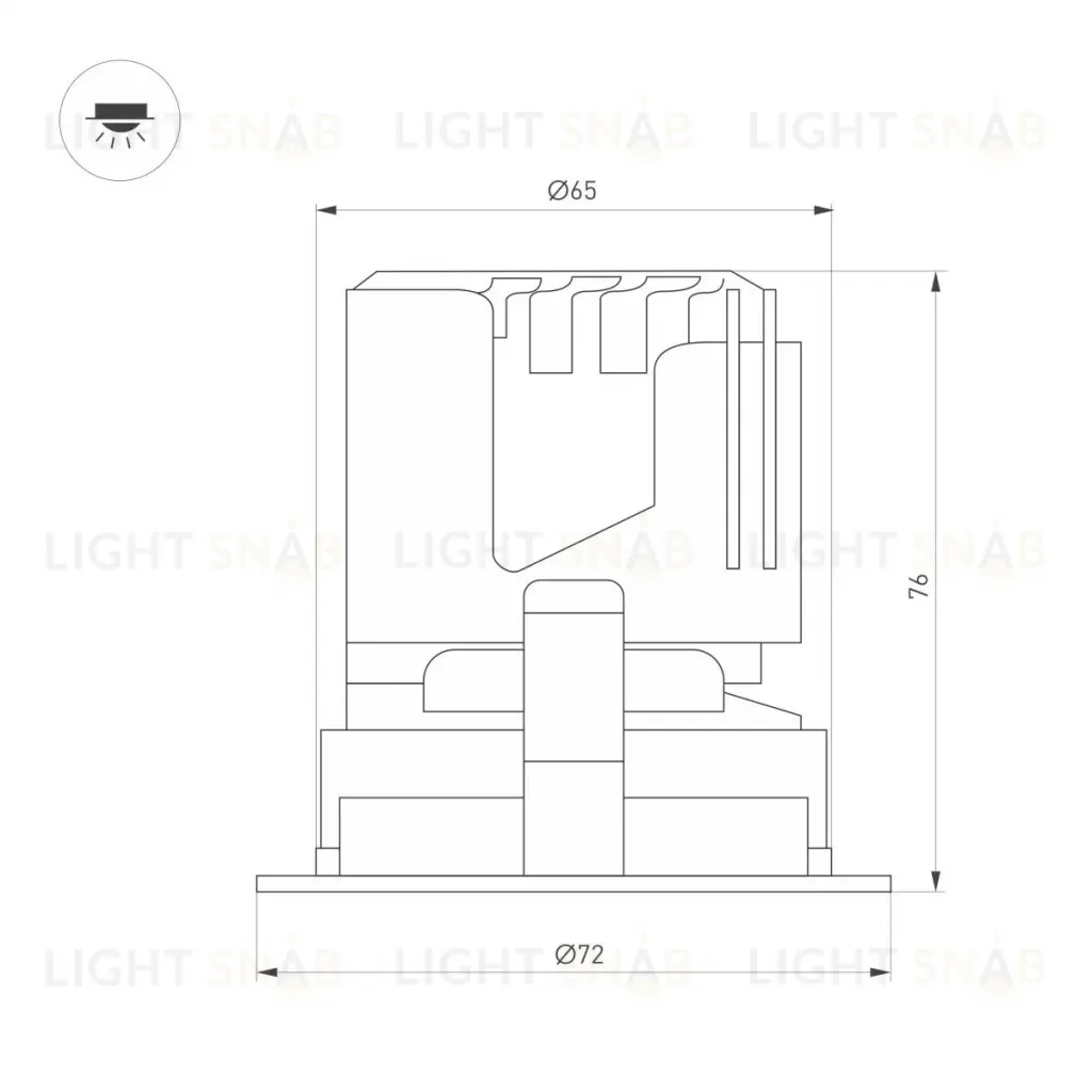 Встраиваемый светильник даунлайт Arlight MS-ARADO-BUILT-R65-9W Warm3000 (WH-WH, 55 deg, 230V) (IP20 Металл) 059106 059106