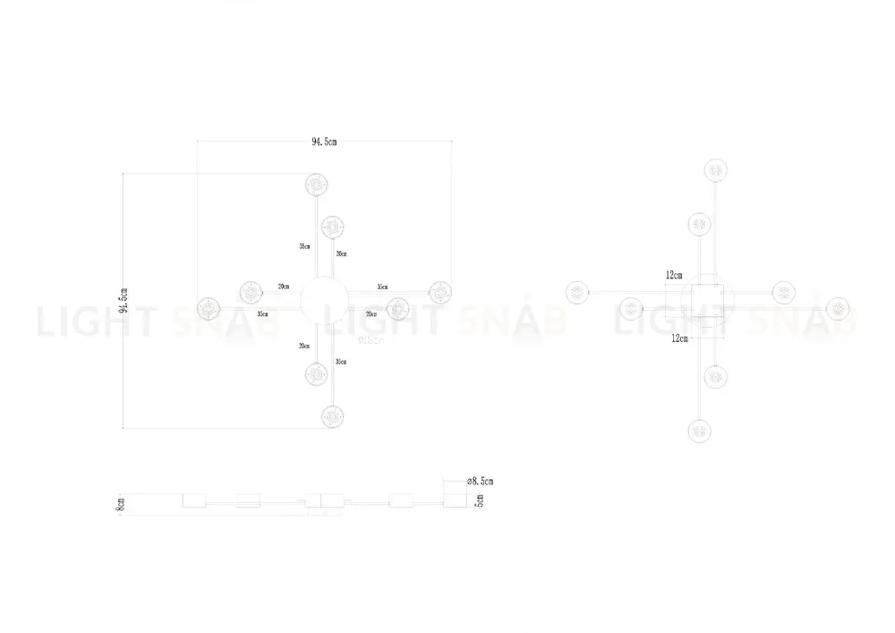 Потолочные люстры Arte Lamp Tracy A1527PL-8BK A1527PL-8BK