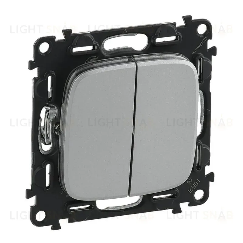 Выключатель двухклавишный Legrand Valena Allure 10A 250V алюминий 752905 752905