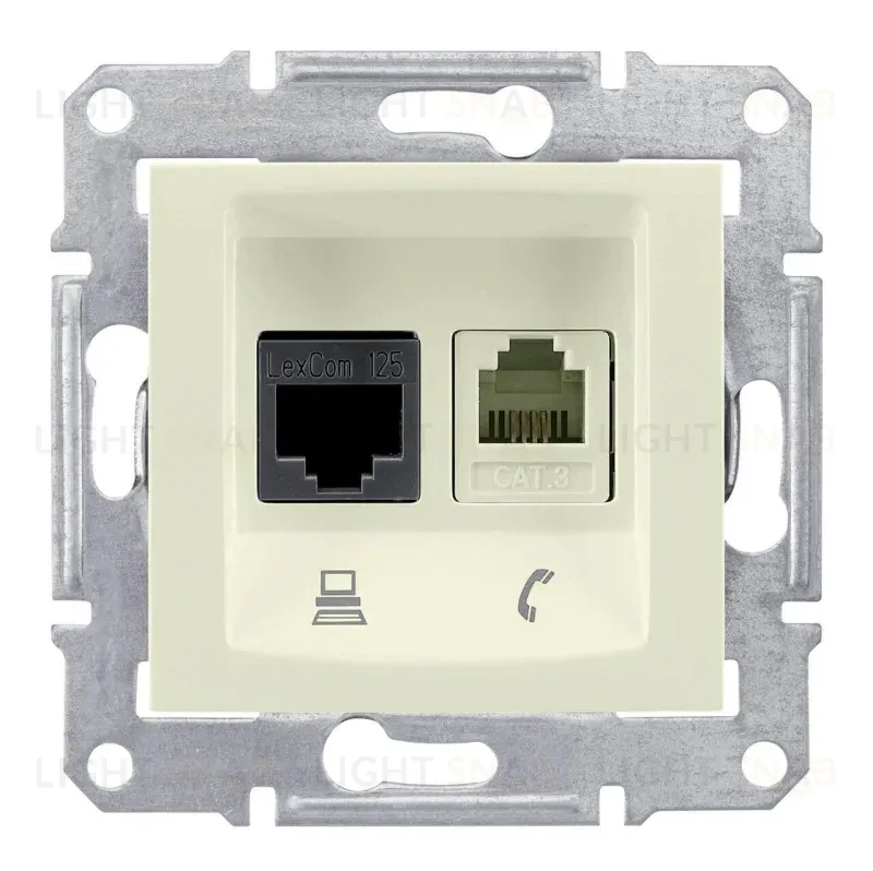 Розетка телефонная RJ-11 и Ethernet RJ-45 Schneider Electric Sedna UTP SDN5100147 SDN5100147