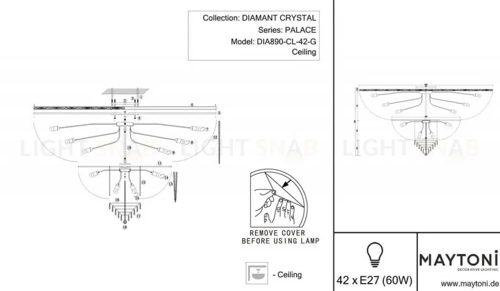 Потолочная люстра Maytoni Palace DIA890-CL-42-G DIA890-CL-42-G