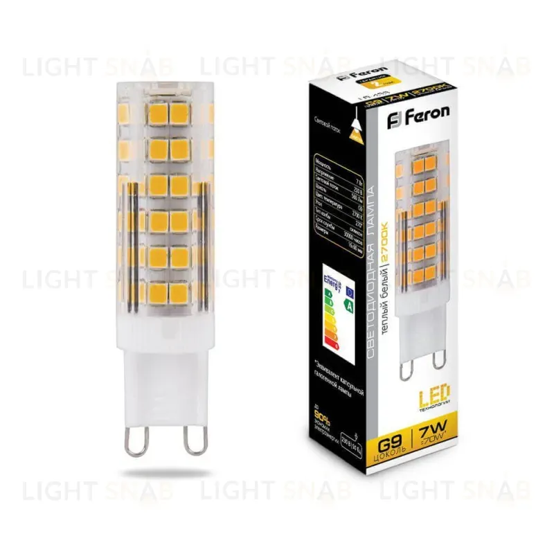 Лампа светодиодная Feron G9 7W 2700K Прямосторонняя Матовая LB-433 25766 25766