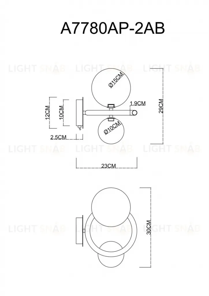 Бра Arte Lamp Albus A7780AP-2AB A7780AP-2AB
