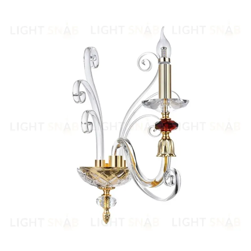 Бра Crystal lux CATARINA AP1 V2 GOLD/TRANSPARENT-COGNAC CATARINA AP1 V2 GOLD/TRANSPARENT-COGNAC