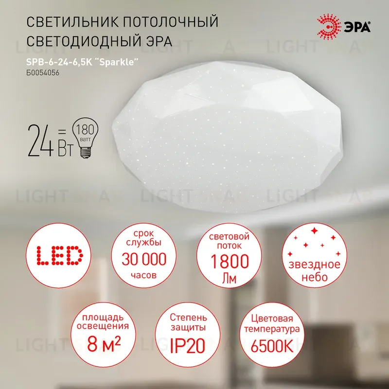 Потолочный светильник Эра SPB-6-24-6,5K Sparkle Б0054056 Б0054056