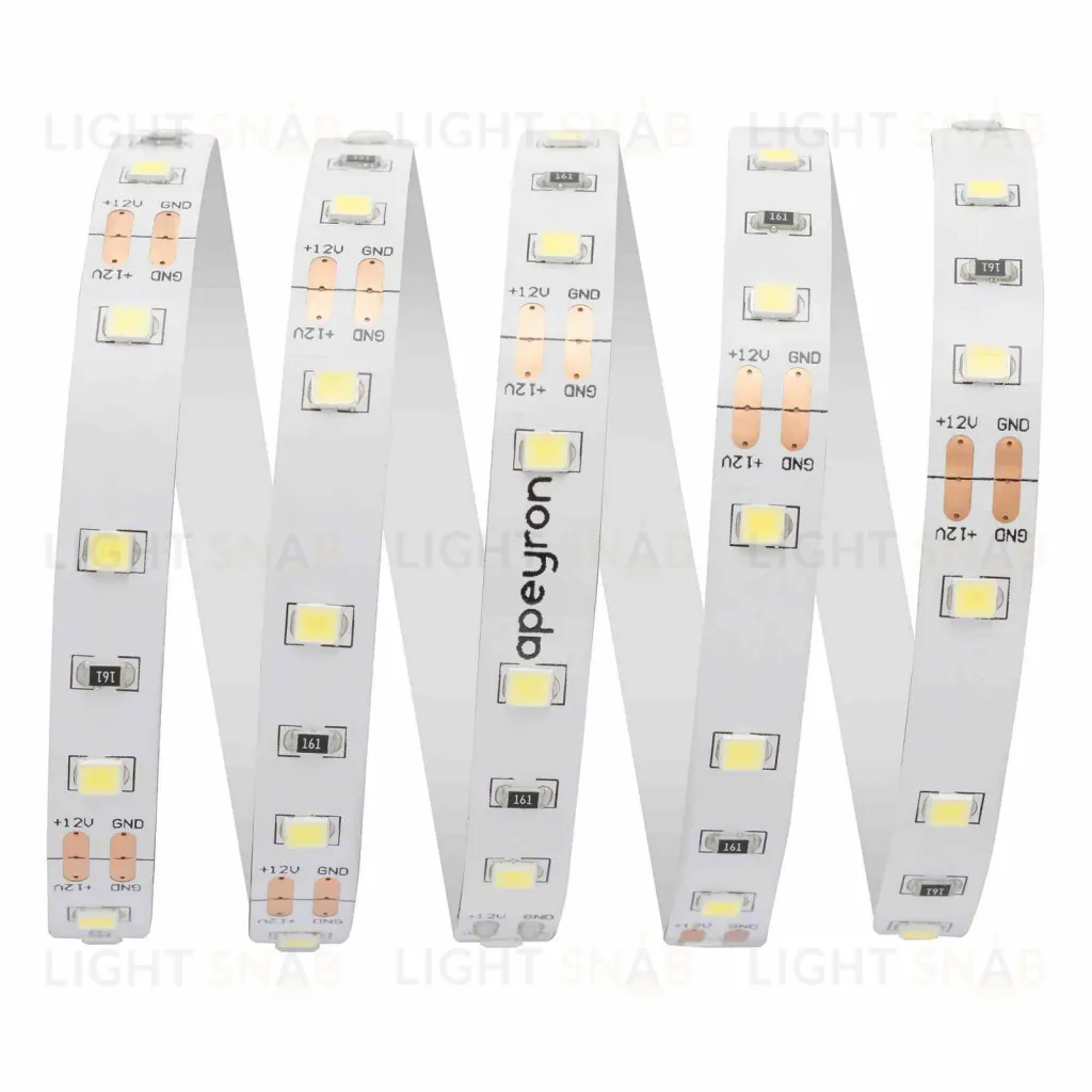 Светодиодная лента Apeyron 12В СТ 4,8Вт/м smd3528, 60д/м IP20 280Лм/м 3м 6500К 206BL 206BL