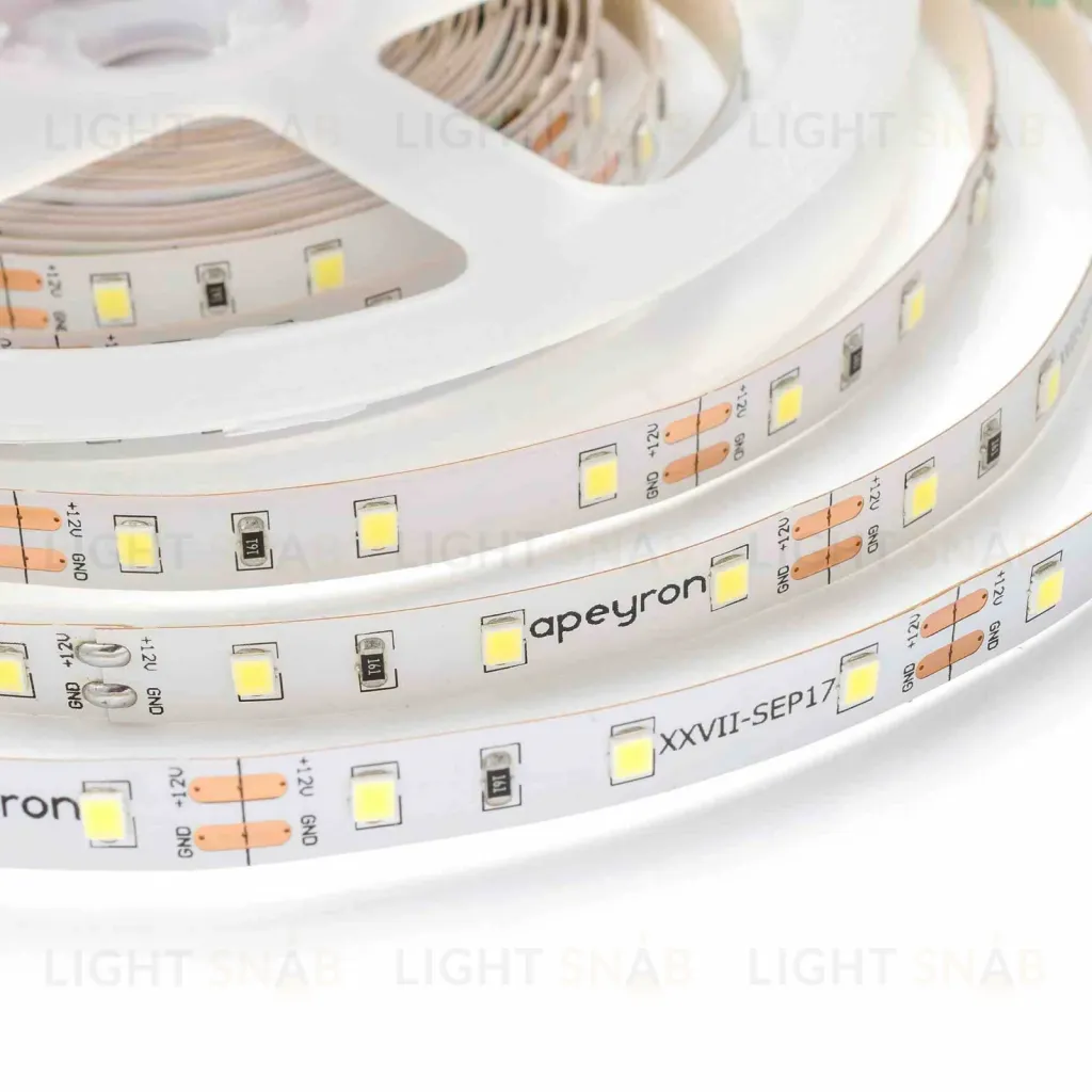 Светодиодная лента Apeyron 12В СТ 4,8Вт/м smd3528, 60д/м IP20 280Лм/м 3м 6500К 206BL 206BL