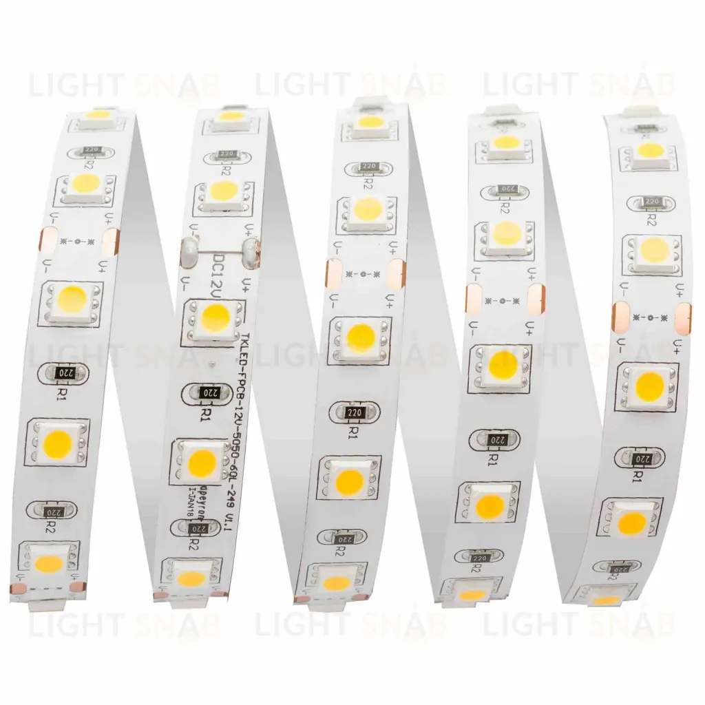 Светодиодная лента Apeyron 12В СТ 14,4Вт/м smd5050 60д/м IP20 700Лм/м 5м 3000К 16BL 16BL