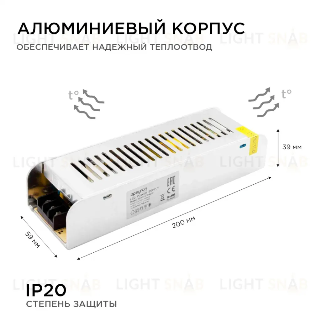 Блок питания Apeyron 12В 150Вт IP20 12, А 03-50 03-50
