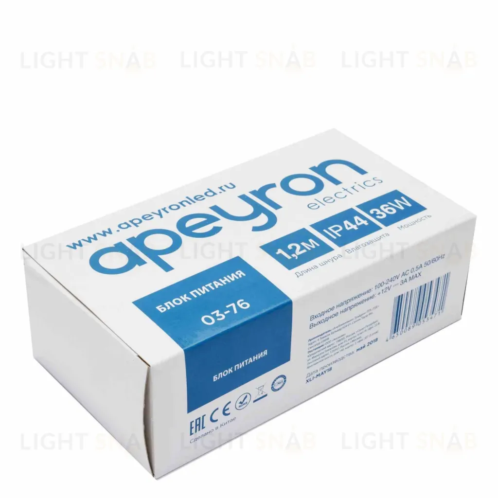 Блок питания Apeyron 12В 36Вт 3А IP44 с переключателем 03-76 03-76