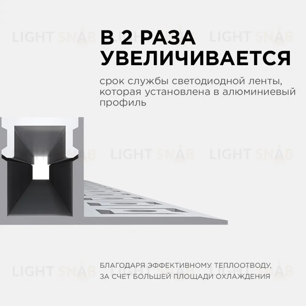 Профиль под гипсокартон Apeyron ширина ленты до 10мм (рассеиватель, заглушки - 2шт) 08-52 08-52