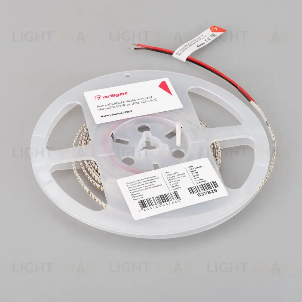 Светодиодная лента Arlight MICROLED-M266-4mm 24V Warm2700 12 W/m, IP20, 2216, 5m 037825 037825