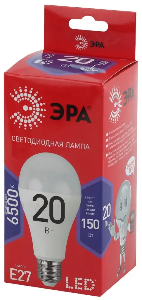 Лампа светодиодная Эра E27 20W 6500K LED A65-20W-865-E27 R Б0045326 Б0045326