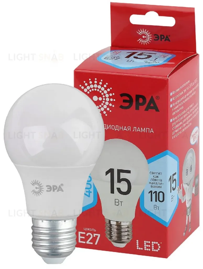 Лампа светодиодная Эра E27 15W 4000K LED A60-15W-840-E27 R Б0046356 Б0046356