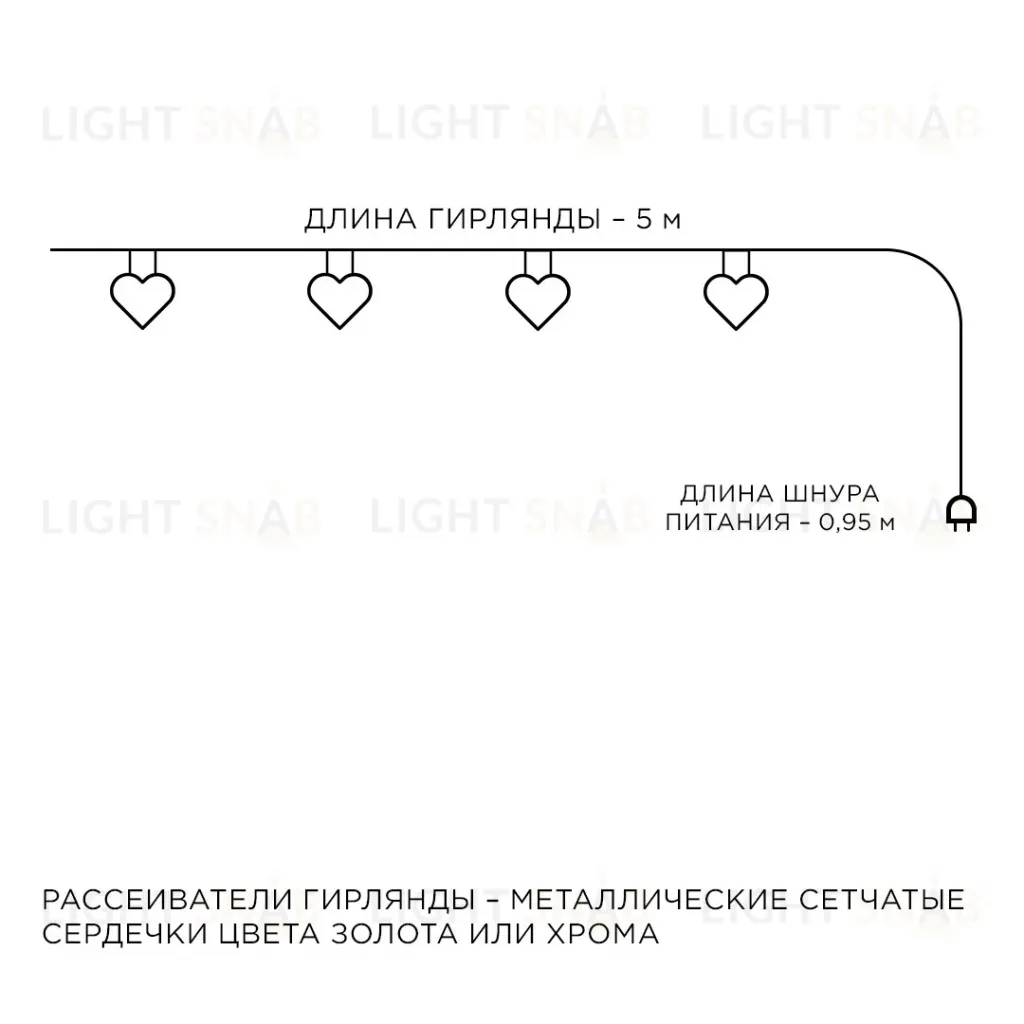 Гирлянда светодиодная Сердце Apeyron Сердце 15-62 15-62