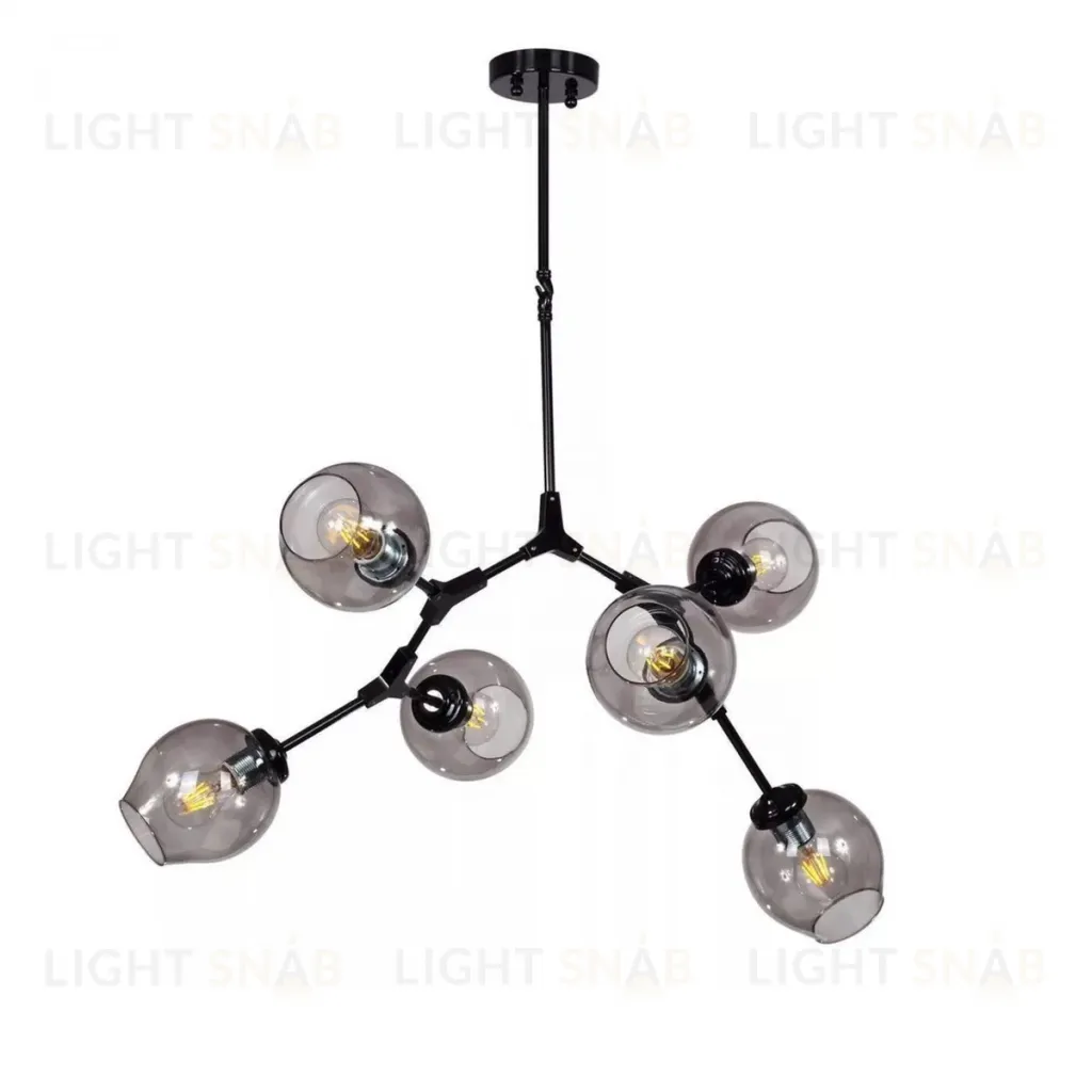 Люстра на штанге DeLight Collection Bubble 7058/6 black/smoky 7058/6 black/smoky